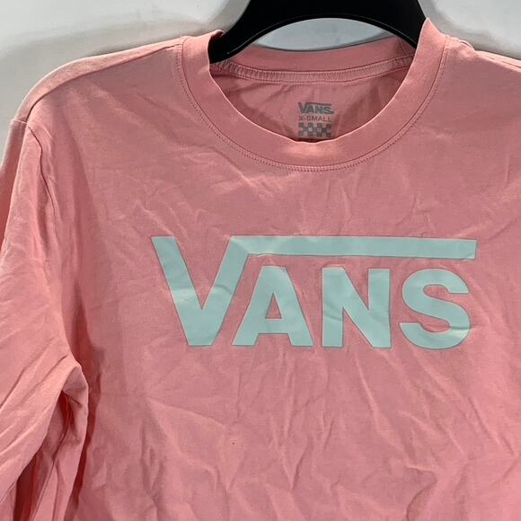 VANS Women's Salmon Pink Long Sleeve Cropped Logo T Shirt SZ XS - Picture 3 of 9